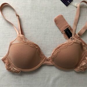 Pepper Laud Back Lace Sienna Rose Blush Nude T-Shirt Bra NWT